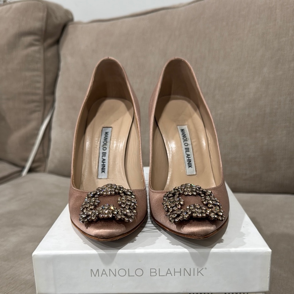 Manolo Blahnik Pink Heels with Crystal Embellishment